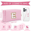 Picture of Personalized Initial A-Z Preppy Patch Makeup Bag,Small PU Chenille Letter Cosmetic Bag with Zipper for Teen Girls,Pink Cute Toiletry Organizer Bag,Monogram Makeup Case Gift for Women Girls,Letter E