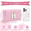 Picture of Personalized Initial A-Z Preppy Patch Makeup Bag,Small PU Chenille Letter Cosmetic Bag with Zipper for Teen Girls,Pink Cute Toiletry Organizer Bag,Monogram Makeup Case Gift for Women Girls,Letter H