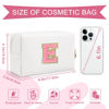 Picture of Personalized Makeup Bag Initial A-Z Preppy Patch Bag,Small PU Leather Travel Cosmetic Bag Pouch with Zipper,White Cute Toiletry Bag,Gift Ideal for Teen Girls Women Birthday Friend Mom,Letter E