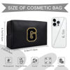 Picture of Personalized Initial A-Z Preppy Patch Makeup Bag,Small PU Chenille Letter Cosmetic Bag with Zipper for Teen Girls,Black Cute Toiletry Organizer Bag,Monogram Makeup Case Gift for Women Girls,Letter G