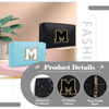 Picture of Personalized Initial A-Z Preppy Patch Makeup Bag,Small PU Chenille Letter Cosmetic Bag with Zipper for Teen Girls,Black Cute Toiletry Organizer Bag,Monogram Makeup Case Gift for Women Girls,Letter M