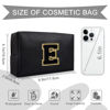 Picture of Personalized Initial A-Z Preppy Patch Makeup Bag,Small PU Chenille Letter Cosmetic Bag with Zipper for Teen Girls,Black Cute Toiletry Organizer Bag,Monogram Makeup Case Gift for Women Girls,Letter E