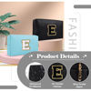 Picture of Personalized Initial A-Z Preppy Patch Makeup Bag,Small PU Chenille Letter Cosmetic Bag with Zipper for Teen Girls,Black Cute Toiletry Organizer Bag,Monogram Makeup Case Gift for Women Girls,Letter E