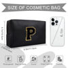 Picture of Personalized Initial A-Z Preppy Patch Makeup Bag,Small PU Chenille Letter Cosmetic Bag with Zipper for Teen Girls,Black Cute Toiletry Organizer Bag,Monogram Makeup Case Gift for Women Girls,Letter P
