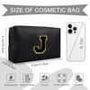 Picture of Personalized Initial A-Z Preppy Patch Makeup Bag,Small PU Chenille Letter Cosmetic Bag with Zipper for Teen Girls,Black Cute Toiletry Organizer Bag,Monogram Makeup Case Gift for Women Girls,Letter J