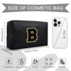 Picture of Personalized Initial A-Z Preppy Patch Makeup Bag,Small PU Chenille Letter Cosmetic Bag with Zipper for Teen Girls,Black Cute Toiletry Organizer Bag,Monogram Makeup Case Gift for Women Girls,Letter B