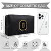 Picture of Personalized Initial A-Z Preppy Patch Makeup Bag,Small PU Chenille Letter Cosmetic Bag with Zipper for Teen Girls,Black Cute Toiletry Organizer Bag,Monogram Makeup Case Gift for Women Girls,Letter O