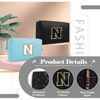 Picture of Personalized Initial A-Z Preppy Patch Makeup Bag,Small PU Chenille Letter Cosmetic Bag with Zipper for Teen Girls,Black Cute Toiletry Organizer Bag,Monogram Makeup Case Gift for Women Girls,Letter N
