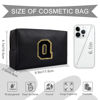 Picture of Personalized Initial A-Z Preppy Patch Makeup Bag,Small PU Chenille Letter Cosmetic Bag with Zipper for Teen Girls,Black Cute Toiletry Organizer Bag,Monogram Makeup Case Gift for Women Girls,Letter Q