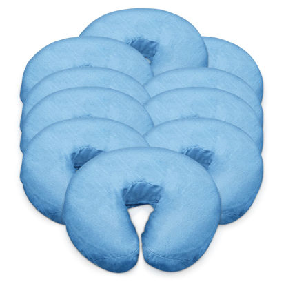 Picture of LONDON LINENS Pack of 10, Premium Extra Thick 100% Cotton Flannel Massage Tables Face Cradle Covers Cozies Fitted - Includes 10 pcs (Baby Blue)