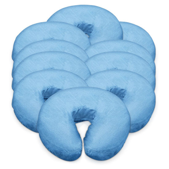 Picture of LONDON LINENS Pack of 10, Premium Extra Thick 100% Cotton Flannel Massage Tables Face Cradle Covers Cozies Fitted - Includes 10 pcs (Baby Blue)