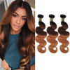 Picture of QTHAIR 10A T1B/4/30 Ombre Body Wave Human Hair Weave 12" 14" 16" Brazilian Virgin Hair Bundles Body Wave Human Hair Wavy Weaves Extensions Brazilian Virgin Ombre Body Wave Hair 100% Unprocessed Body Wave Hair Weft