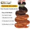 Picture of QTHAIR 10A T1B/4/30 Ombre Body Wave Human Hair Weave 12" 14" 16" Brazilian Virgin Hair Bundles Body Wave Human Hair Wavy Weaves Extensions Brazilian Virgin Ombre Body Wave Hair 100% Unprocessed Body Wave Hair Weft