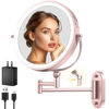 Picture of IMIKONA 9" Wall Mounted Lighted Makeup Mirror,4000mAh Rechargeable Double Sided 1X/10X Magnifying Mirror with Light,3 Color Lights,Touch Dimmable,Extended Arm 360 Rotation Wall Mounted Makeup Mirror