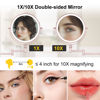 Picture of IMIKONA 9" Wall Mounted Lighted Makeup Mirror,4000mAh Rechargeable Double Sided 1X/10X Magnifying Mirror with Light,3 Color Lights,Touch Dimmable,Extended Arm 360 Rotation Wall Mounted Makeup Mirror