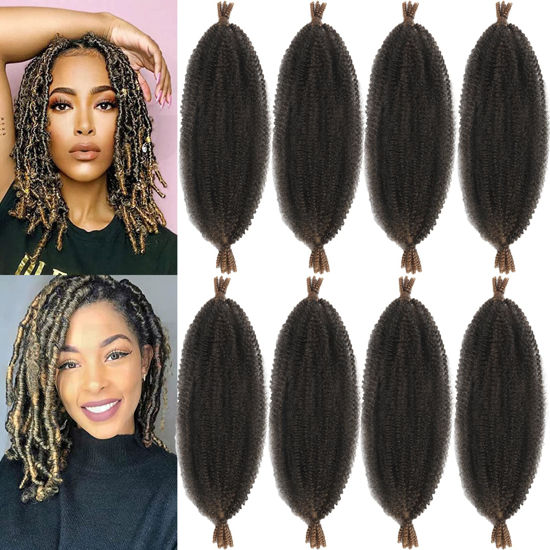 Picture of 8 Packs Springy Afro Twist Hair 10 inch Pre-Separated Kinky Marley Twist Braiding Hair Soft Crochet for Distressed Faux Locs Spring Twist Hair for Women (10 Inch (Pack of 8), 1B/27)