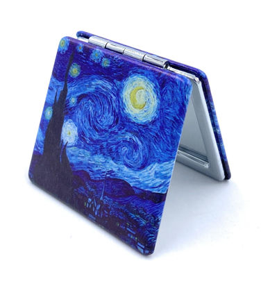 Picture of Aeisage Compact Mirror Square Starry Night Van Gogh Pocket Mirror for Men Small Travel Mirror Magnifying Purse Mirror Compact with Art Print
