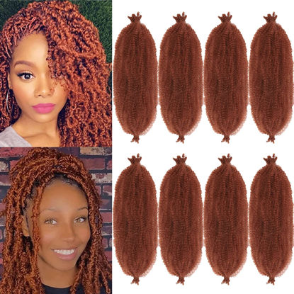 Picture of 8 Packs Springy Afro Twist Hair 14 inch Pre-Separated Kinky Marley Twist Braiding Hair Soft Crochet for Distressed Faux Locs Spring Twist Hair Extensions for Women (14 Inch (Pack of 8), 350#)