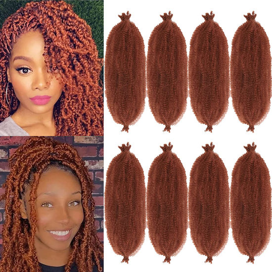 Picture of 8 Packs Springy Afro Twist Hair 14 inch Pre-Separated Kinky Marley Twist Braiding Hair Soft Crochet for Distressed Faux Locs Spring Twist Hair Extensions for Women (14 Inch (Pack of 8), 350#)