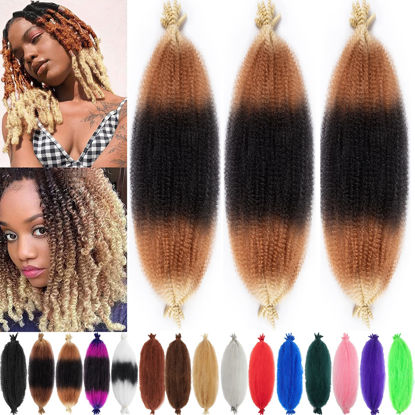 Picture of 3 Packs Springy Afro Twist Hair 10 inch1B27613# Pre-Separated Kinky Marley Twist Braiding Hair Soft Crochet for Distressed Faux Locs Spring Twist Hair for Women (10 Inch (Pack of 3), 1B27613#)
