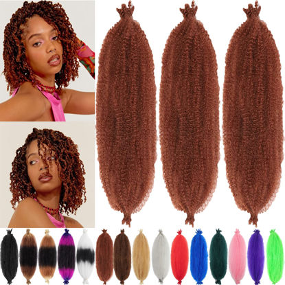Picture of 3 Packs Springy Afro Twist Hair 10 inch 350# Pre-Separated Marley Twist Braiding Hair Soft Synthetic Crochet for Distressed Faux Locs Spring Twist Hair Extensions for Women (10 Inch (Pack of 3), 350#)