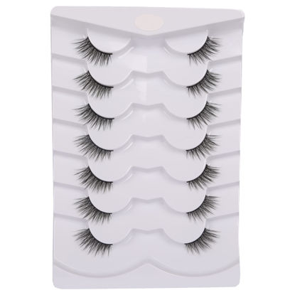 Picture of GMAGICTOBO False Eyelashes Natural Half Lashes Wispy Lashes Pack Short 3D Faux Mink Lashes Soft Fake Eye Lashes 7 Pairs Multipack