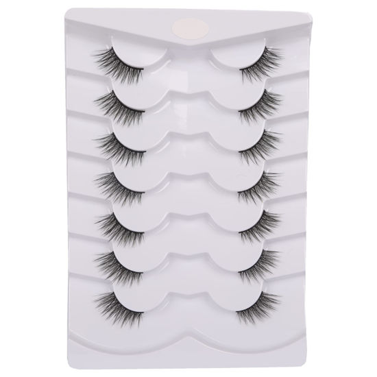 Picture of GMAGICTOBO False Eyelashes Natural Half Lashes Wispy Lashes Pack Short 3D Faux Mink Lashes Soft Fake Eye Lashes 7 Pairs Multipack