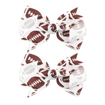 Picture of YanJie 2PCS Football Hair Clips Girls Party Glitter Ribbon Cute Football Hair Clips Accessories Kids Decoration Sports Theme Party Game Costume