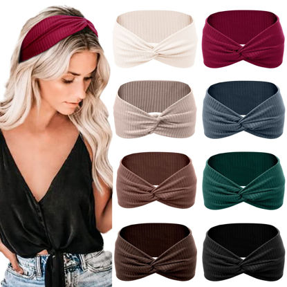 Picture of Tobeffect Headbands for Women Non Slip for Short Hair. Yoga Workout Running Sport Elastic Hair Bands for Women's Hair Twist Turban Hair Wrap for Girls