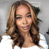 Picture of litmisr Highlight Body Wave Lace Front Wig Human Hair 14 Inch 180% Density Ombre Lace Front Wig Human Hair Pre Plucked 13x4 Colored 4/27 Honey Blonde Lace Frontal Wigs with Baby Hair for Women