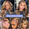 Picture of litmisr Highlight Body Wave Lace Front Wig Human Hair 14 Inch 180% Density Ombre Lace Front Wig Human Hair Pre Plucked 13x4 Colored 4/27 Honey Blonde Lace Frontal Wigs with Baby Hair for Women