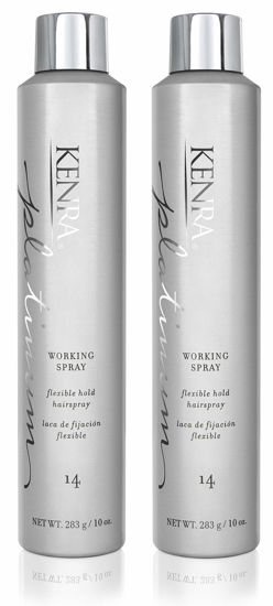 Picture of Kenra Platinum Working Spray 14 50% | Flexible Hold Hairspray | Fast-Drying, Non-Sticky | Creates Volume & Texture | Leaves Hair With Frizz-Free Shine | All Hair Types | 10 oz (2-Pack)