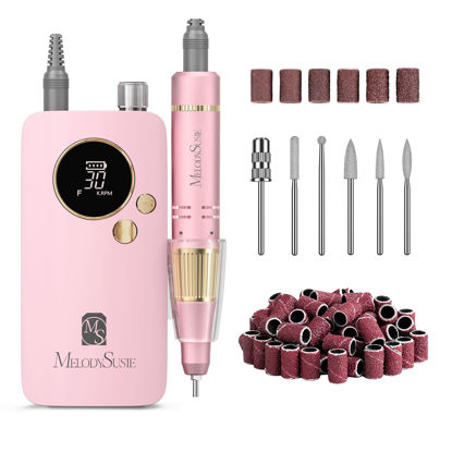 Picture of MelodySusie Portable Nail Drill 30000 RPM,Professional Rechargeable Electric Nail File,SC320F Cordless Nail E File for Acrylic Nails Gel Polishing Removing,Efile Nail Kit for Manicure Salon Home,Pink