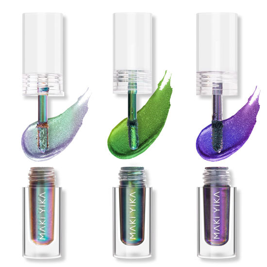 Picture of MAKI YIKA 3Pc Glitter Eyeshadow Liquid Multichrome Eyeshadows Long Lasting, Metallic Chameleon Eye Shadow Smudgeproof Holographic Eye Topper Glitters (#1+2+6)