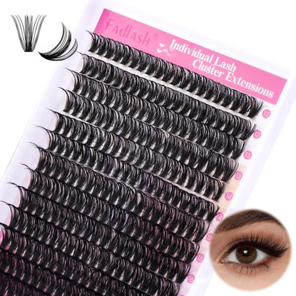 Picture of FADLASH Cluster Lashes D Curl Wispy Individual Lashes DIY Eyelash Extension Natural Look Reusable Fluffy Cluster Eyelash Extensions Self Application at Home (50D-0.07D-12-18MIX)