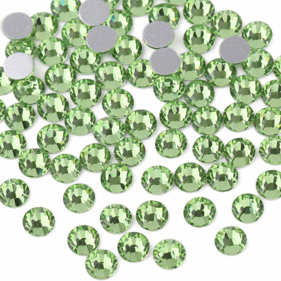 Picture of Beadsland 144pcs Flat Back Crystal Rhinestones Round Gems for Nail Art and Craft Glue Fix, Light Green, SS40, 8.4-8.7mm