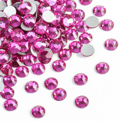 Picture of Beadsland 2880pcs Flat Back Crystal Rhinestones Round Gems for Nail Art and Craft Glue Fix,Fuchsia,SS20,4.6-4.8mm