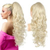 Picture of REECHO Ponytail Extension, 24" Claw Clip in Long Curly Wavy Ponytail Hair Extension Jaw Clip on Pony Tails Hairpiece for Women - Light Blonde