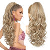 Picture of REECHO Ponytail Extension, 24" Claw Clip in Long Curly Wavy Ponytail Hair Extension Jaw Clip on Pony Tails Hairpiece for Women - Honey Blonde with Highlights