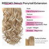 Picture of REECHO Ponytail Extension, 24" Claw Clip in Long Curly Wavy Ponytail Hair Extension Jaw Clip on Pony Tails Hairpiece for Women - Honey Blonde with Highlights