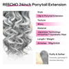 Picture of REECHO Ponytail Extension, 24" Claw Clip in Long Curly Wavy Ponytail Hair Extension Jaw Clip on Pony Tails Hairpiece for Women - Grey with White Ends