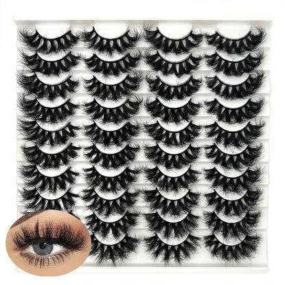 Picture of IFSOWDRA False Lashes Mink Wispy Dramatic Lashes Bulk 18mm/20mm Volume 3D Mink Full Lashes Natural Look Faux Mink False Eyelashes Pack - 20 Pairs