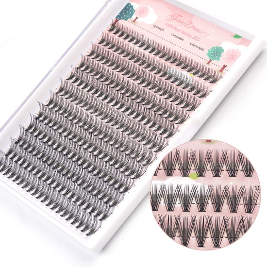 Picture of 20D Lash Clusters, 240pcs Individual Lashes Extensions Volume Cluster Lashes, 10-14mm Mix Lengths 20 Roots C Curl 0.07mm Thickness eyelash and Apply Under your Lashes(10/11/12/13/14mm )