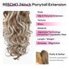 Picture of REECHO Ponytail Extension, 24" Claw Clip in Long Curly Wavy Ponytail Hair Extension Jaw Clip on Pony Tails Hairpiece for Women - Ash Brown with Platinum Highlights