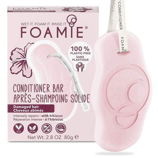 Picture of Foamie Conditioner Bar Hibiskiss, Hair Conditioner Bar for Damaged Hair with All-Natural Eco-Friendly Ingredients, Plastic Free, Cruelty Free, Vegan Conditioner Bar for All Hair Types
