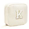 Picture of Cute Makeup Bag for Women - Monogram Personalized Initial Makeup Bags Cosmetic Pouch Make Up Case for Women Her Best Friend Friendship Sister Teacher, Birthday Gifts for Women (Letter K, Beige)