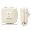 Picture of Cute Makeup Bag for Women - Monogram Personalized Initial Makeup Bags Cosmetic Pouch Make Up Case for Women Her Best Friend Friendship Sister Teacher, Birthday Gifts for Women (Letter K, Beige)