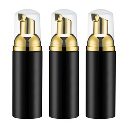 Picture of 2oz Foam Pump Bottle (3PCS) Empty Travel Foaming Dispenser for Hand Soap, Lash Cleanser, Shampoo (60ml, Gold &Black