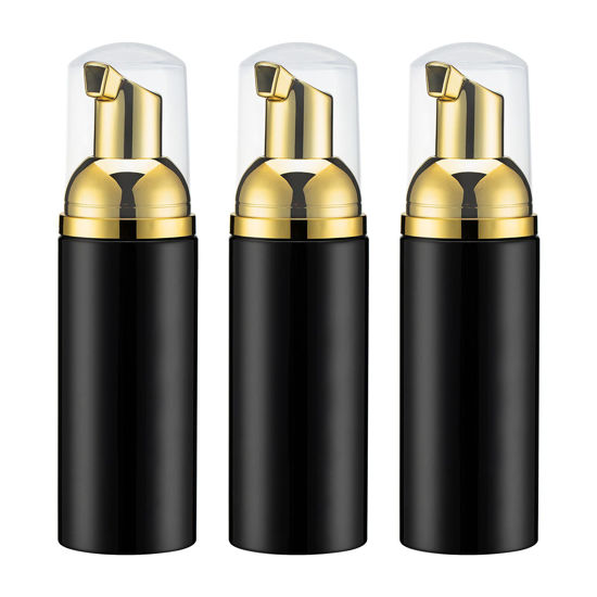 Picture of 2oz Foam Pump Bottle (3PCS) Empty Travel Foaming Dispenser for Hand Soap, Lash Cleanser, Shampoo (60ml, Gold &Black