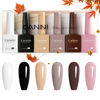 Picture of CANNI 9ml Hema-Free White Black Fall Gel Nail Polish Set- 6Pcs White Black Nude Pink Brown Fall Colors Gel Polish Kit, Soak Off LED Nail Gel Manicure Kit DIY at Home Salon Gifts for Women Girls